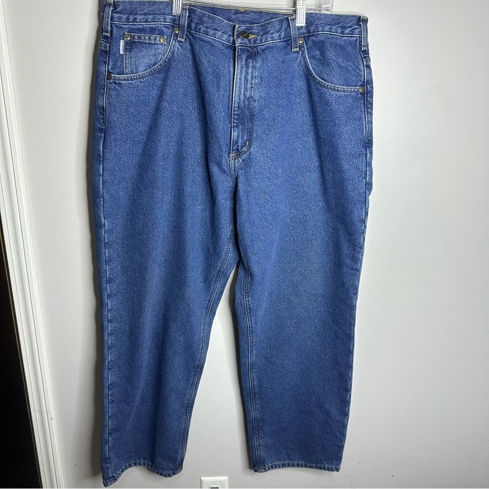 Men’s Carhartt Size 40x30 Wide‎ Leg Flannel Lined Denim Jeans